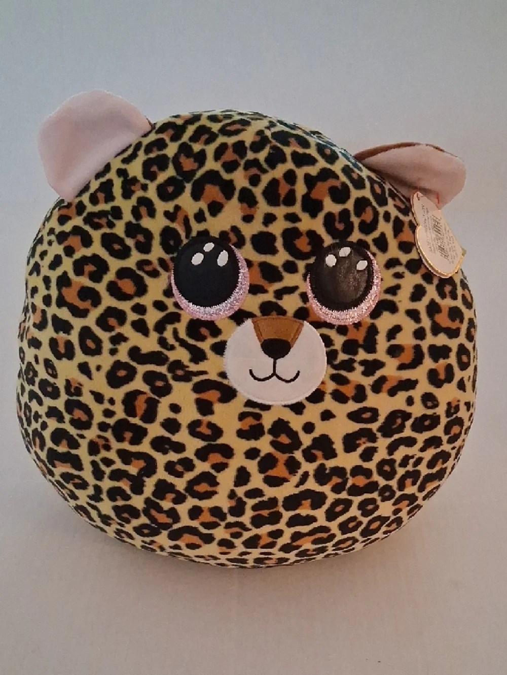 TY Bundle of 2 Plush Squish-A-Boo Leopard & Rainbow Unicorn Round Plush